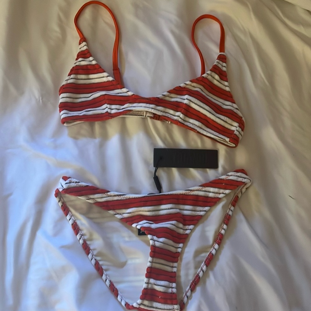 Orange and white striped two-piece swimsuit from triangl, never worn before